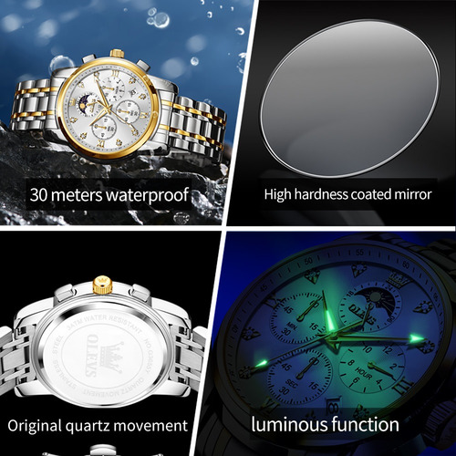 Reloj Olevs Diamond Calendar Moon Phase Business