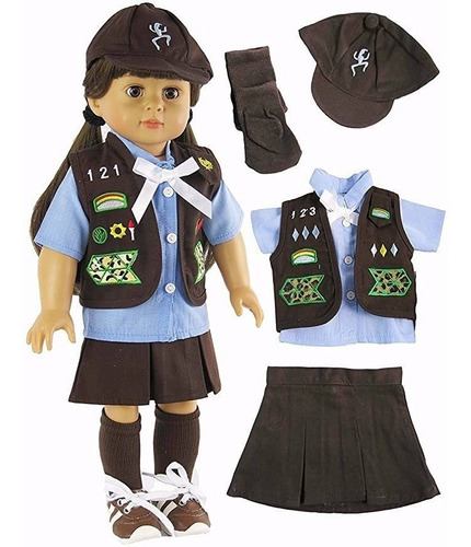 American Fashion World Brownie Girl Scout Uniforme Hecho Pa.