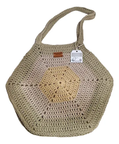 Bolso Hexagonal Tejido A Crochet En Hilo De Algodón