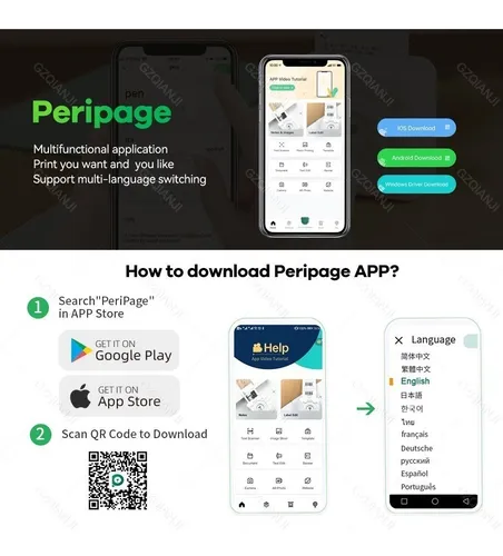 203dpi Peripage A6 Mini Impresora +6 Pegatinas, Rollos De Pa