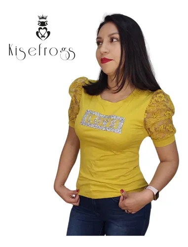 Blusa amarilla de encaje new arrivals