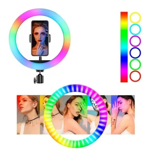 Aro De Luz 26cm Rgb  Colores Led Ajustable Control Bluetooth