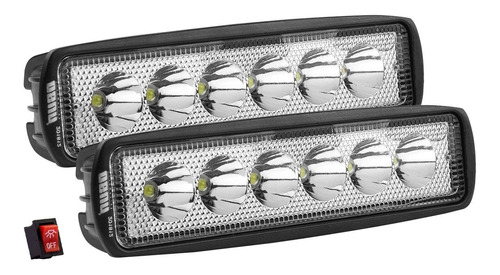 2 Faros Osun® De Led Diseño Tipo Barra 100% Metal Con 18w De Luz Concentrada Blanca+bases Universal 4x4/automotriz/motos