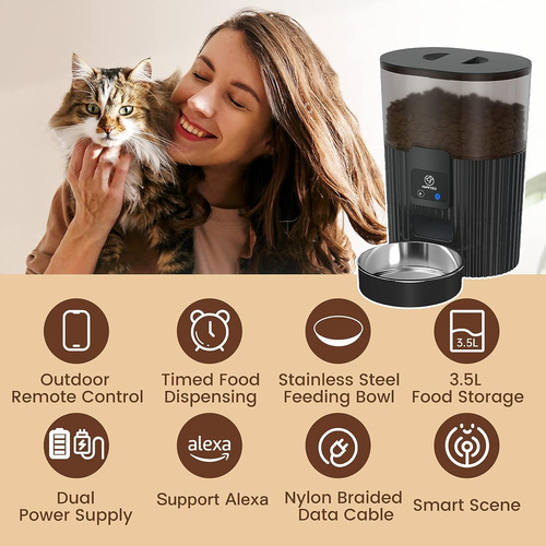Comedero Automático Wifi Para Gatos Y Perros, 15 Tazas