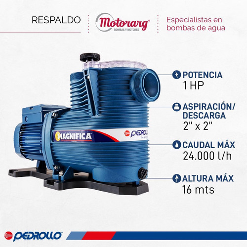 Bomba Autocebante Piscina Pedrollo Magnifica 2m. 1 Hp