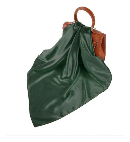 2pzs Masajes De Seda Sólido Para Mujer Pañuelo Tipo Seda Color Verde Militar