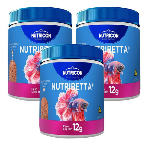 Ração Premium Nutricon Nutribetta 12g Para Bettas 3 Unidades