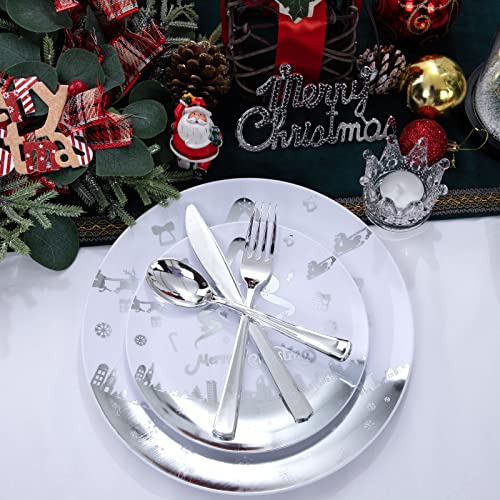 Platos Navidad Plstico 150pcs Con Diseo Rbol Y Reno, Incluye