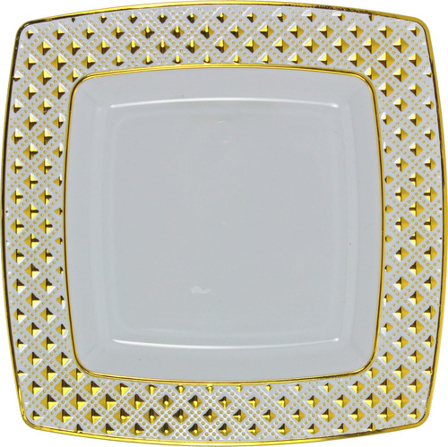 Platos Llanos Dorados De  Pulgadas, Colección Diamond Gold, 