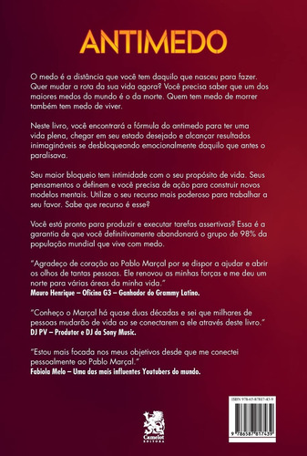 Antimedo - 1ªed.(2021), De Pablo Marçal. Editora Camelot, Capa Mole, Edição 1 Em Português, 2021