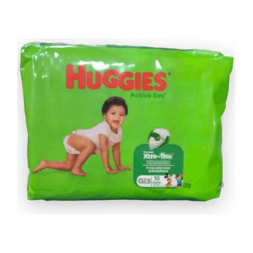 Pañales Huggies Active Sec 16 Unidades Talla G/3