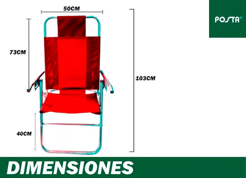 Imagen 2 de 6 de Sillon Reposera Aluminio Posta 5 Posiciones Caño 7/8 90kg