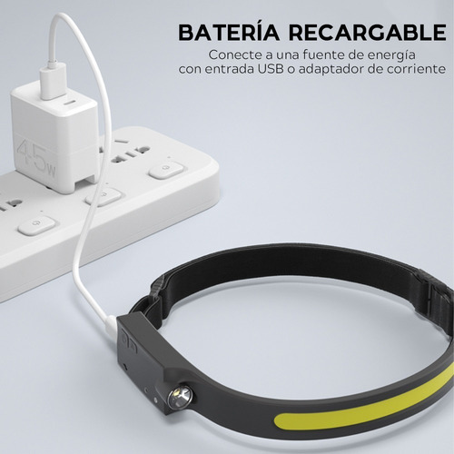 Lampara Led Minero Tactica Cabeza Recargable Usb Linterna