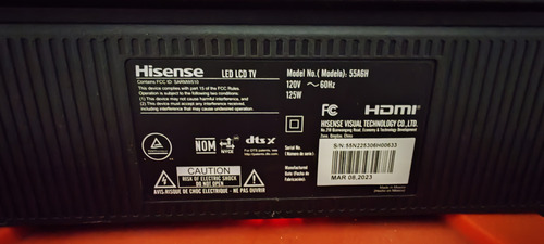 Pantalla Hisense 55'' 4k Para Reparar (Usado)
