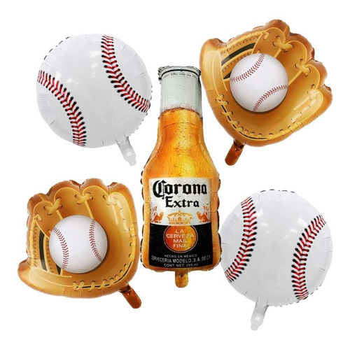 Set De Globos Beisbol Pelotas-guante-botella Cerveza Corona