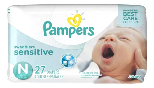 Pampers Swaddlers Pañales desechables para recién nacido, talla 0 (> 10  libras), 32 unidades, JUMBO