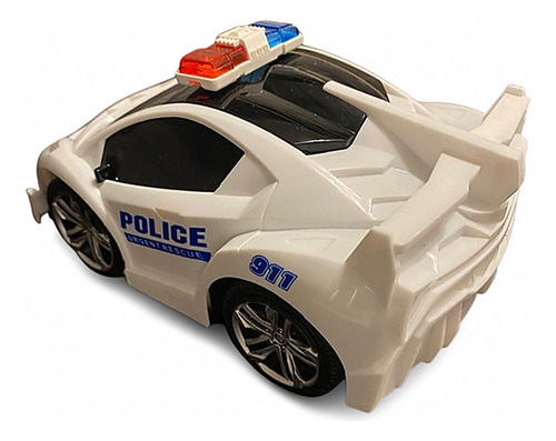 Auto Control Remoto Patrullero Policia Luces Led Sirena Blanco