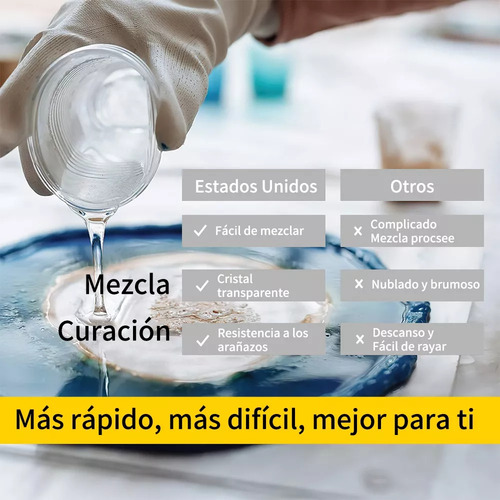 Hyiear Kit De Resina Epoxi Transparente De 1kg, Relación 1:1
