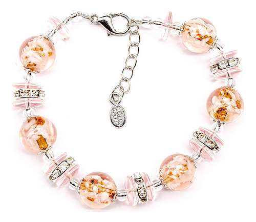 Pulsera De Vidrio De Murano Auténtico Italia Cuentas D...