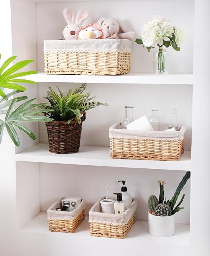 Cesta De Almacenamiento Rectangular De Mimbre Pequeño