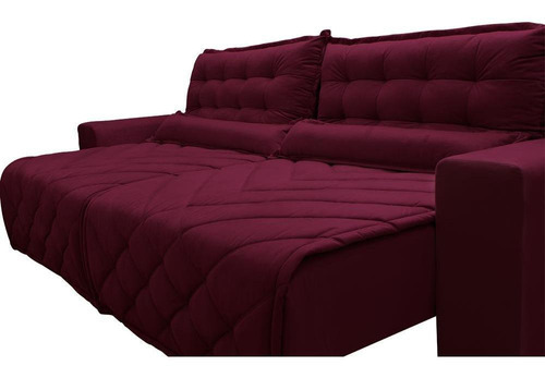 Sofá 2,62m Retrátil E Reclinável Cama Inbox Plus Vinho