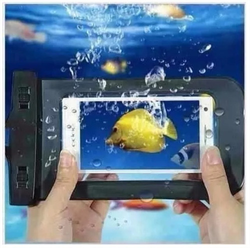 Capa Case De Celular A Prova D'água Piscina Praia Protecao Cor Preto Liso