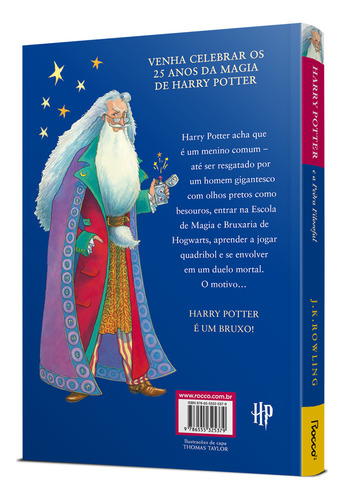 Livro Harry Potter e A Pedra Filosofal Edição 1 Comemorativa de 25 Anos 2025 em Português J.K. Rowling Editora Rocco