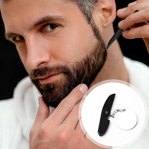 Pente De Bolso Dobrável Para Barba Com Espelho,