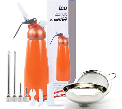 Ico - Dispensador De Crema Batida De Aluminio Naranja Para C
