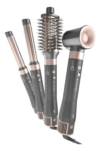 Secador E Modelador De Cabelo Multistyler UniQ Aura 4 em 1 Cinza/Rose 1500W Gama 220v