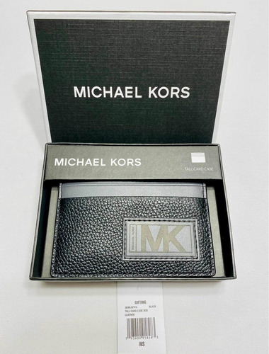 Tarjetero Michael Kors Negro Gris Hombre Logo My1l Diseño De La Tela Liso