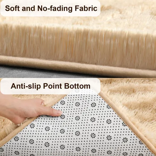 Alfombra Twinnis Super Soft Shaggy De 150 X 240 Cm, Color Be
