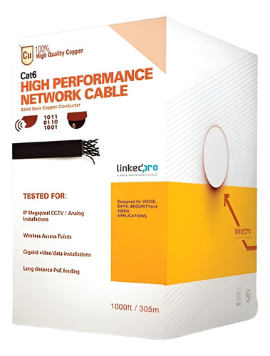 Bobina Linkedpro 305m Cat 6 Utp Ul 100% Cobre Pro-cat-6-plus