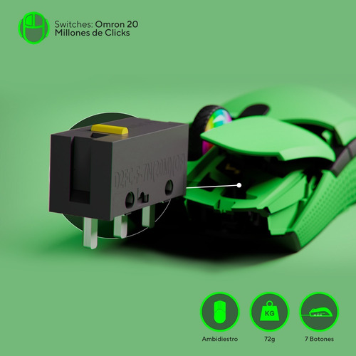 Imagen 7 de 8 de Mouse gamer de juego VSG Aurora verde boreal