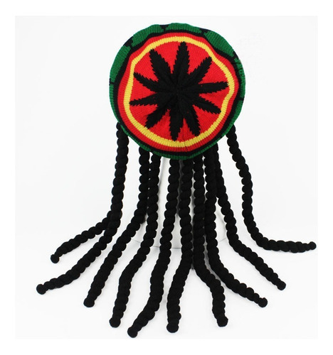 Peluca Rastafari Con Rastas Y Reggae De Bob Marley, Color Ne