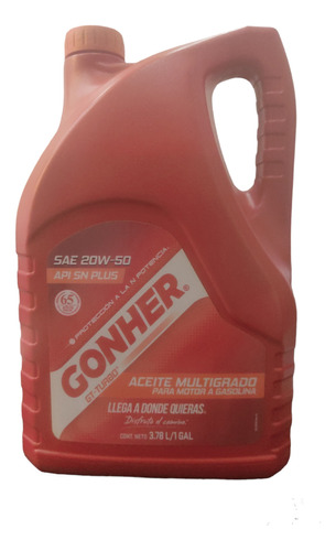 Aceite Mineral 20w50 Marca Gonher ( Garrafa 3.78 Lts)