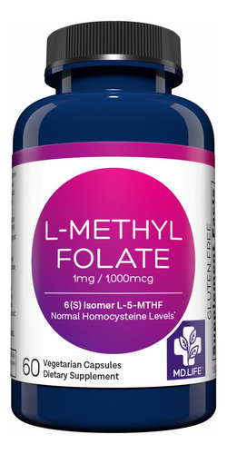 Md Life L Metilfolato 1mg Suplemento Mthfr 30 Cápsulas