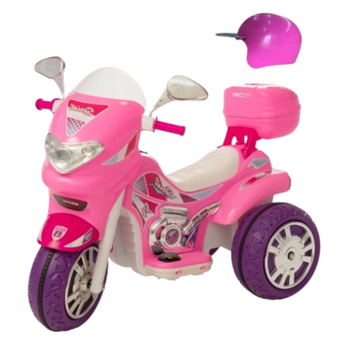 Mini Moto Elétrica Sprint Triciclo Menina C/ Capacete 12v  