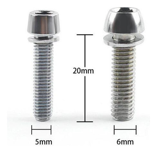10 Unids/pack Bicicleta Pernos M5 M6 X 20mm M6 Argén M6