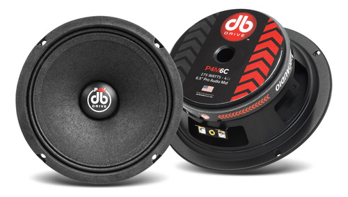 Medio Rango Para Automóvil DB Drive P4M 6C PRO Audio Series 6.5 Pulgadas 275 Watts Máximo 150 Watts RMS 4 Ohms Color Negro - 1 Unidad