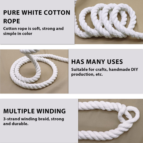 Cuerda De Algodón Blanco 2.5 Cm X 15 M Para Manualidades