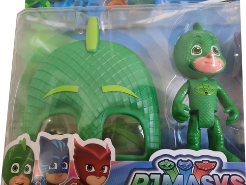 3 Bonecos Pj Masks Menino Gato Lagartixo Corujita + Máscara