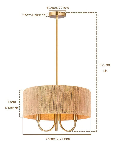 Lampara De Techo Boho Luminaria Living Dormitorio Lcm Estructura Marrón claro