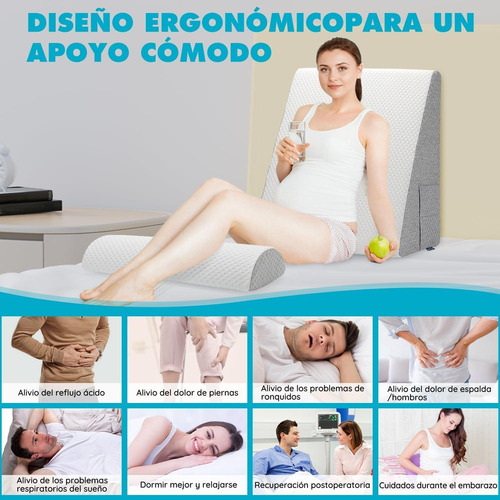 Almohada Antireflujo Cojines Cuña Grande Ajustables Respaldo