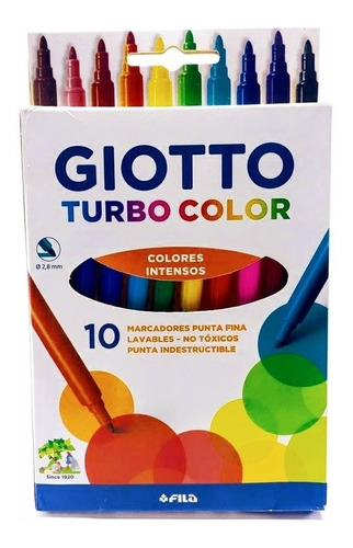 Imagen 3 de 4 de Marcadores Giotto Turbo Color X10 Punta Indestructible Fibra