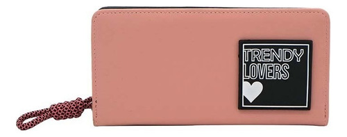 Billetera Trendy Mujer Dama Cierre Y Solapa Color Rosa