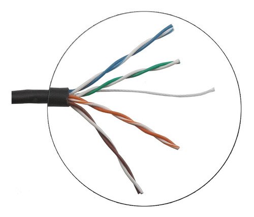 Imagem 3 de 5 de Cabo De Rede Internet Cftv Cat5e 305 Metros Preto Gtstec