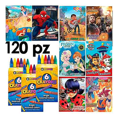 120 Libros Infantiles Colorear Crayones Crayolas Mayoreo