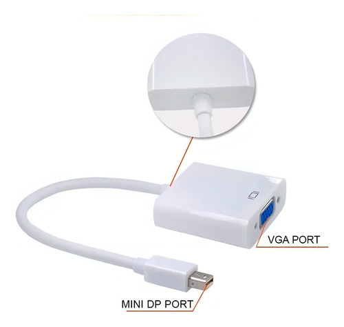 Cabo Adaptador Mini Displayport Para Vga Macbook Pro Air Thunderbolt Mac Apple 2 Tela Lumi