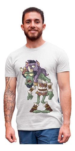 Blanca Playera Panda Plantas Zombies Cavernicola Jabali